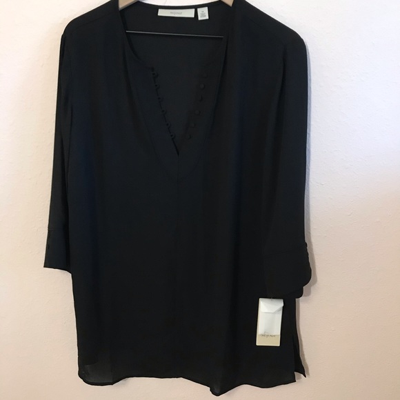 Sejour Semi Sheer Black Button Tunic NWT 0X